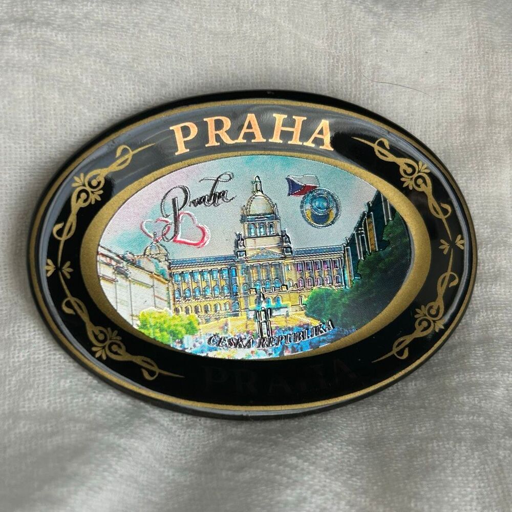 Vintage Prague Praha Ceramic Souvenir Magnet Česka Republika National Museum